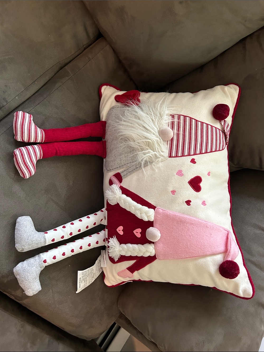 Valentine gnome pillow